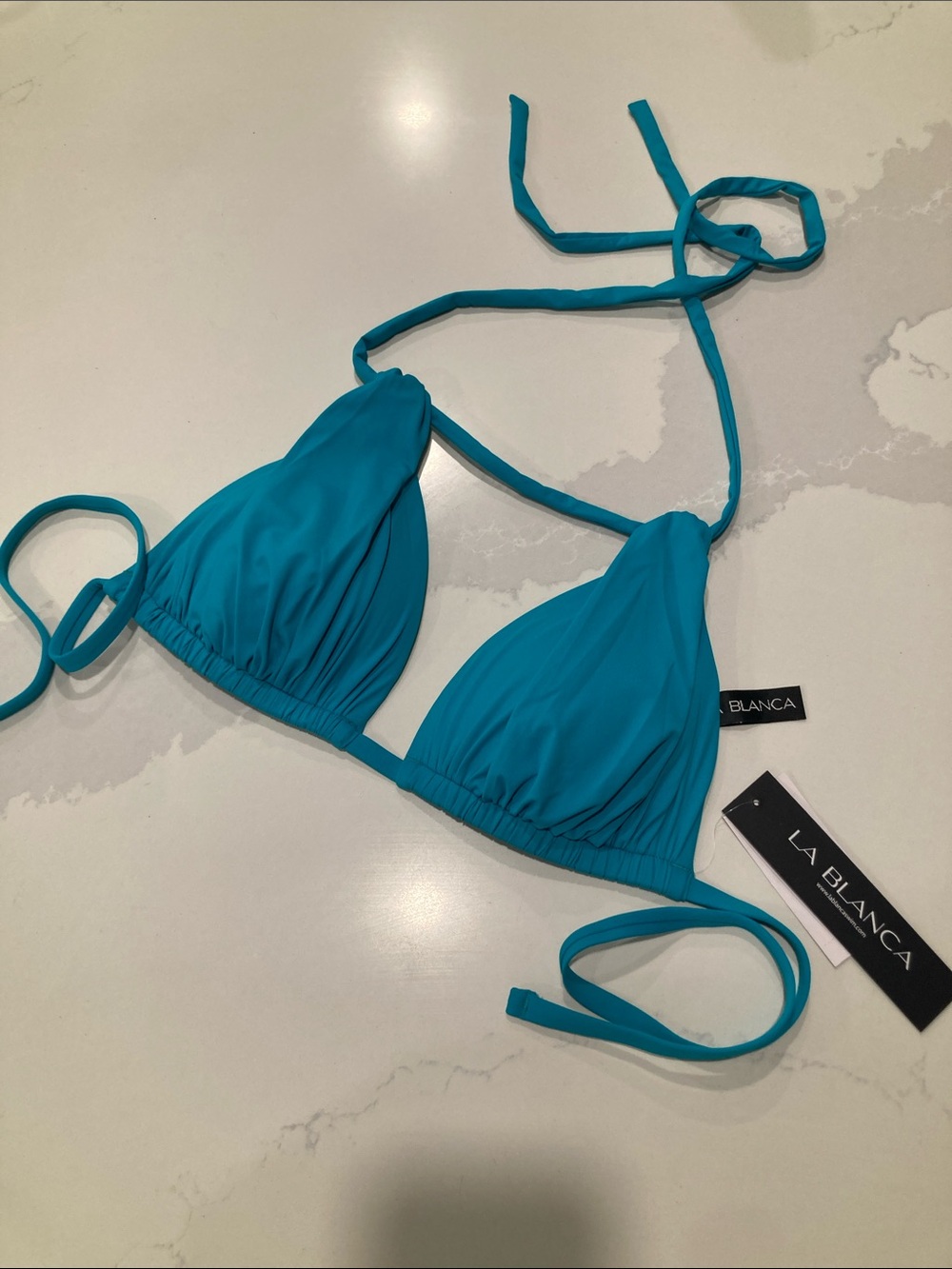 La Blanca Teal Blue Triangle Bikini Top - Women Swim